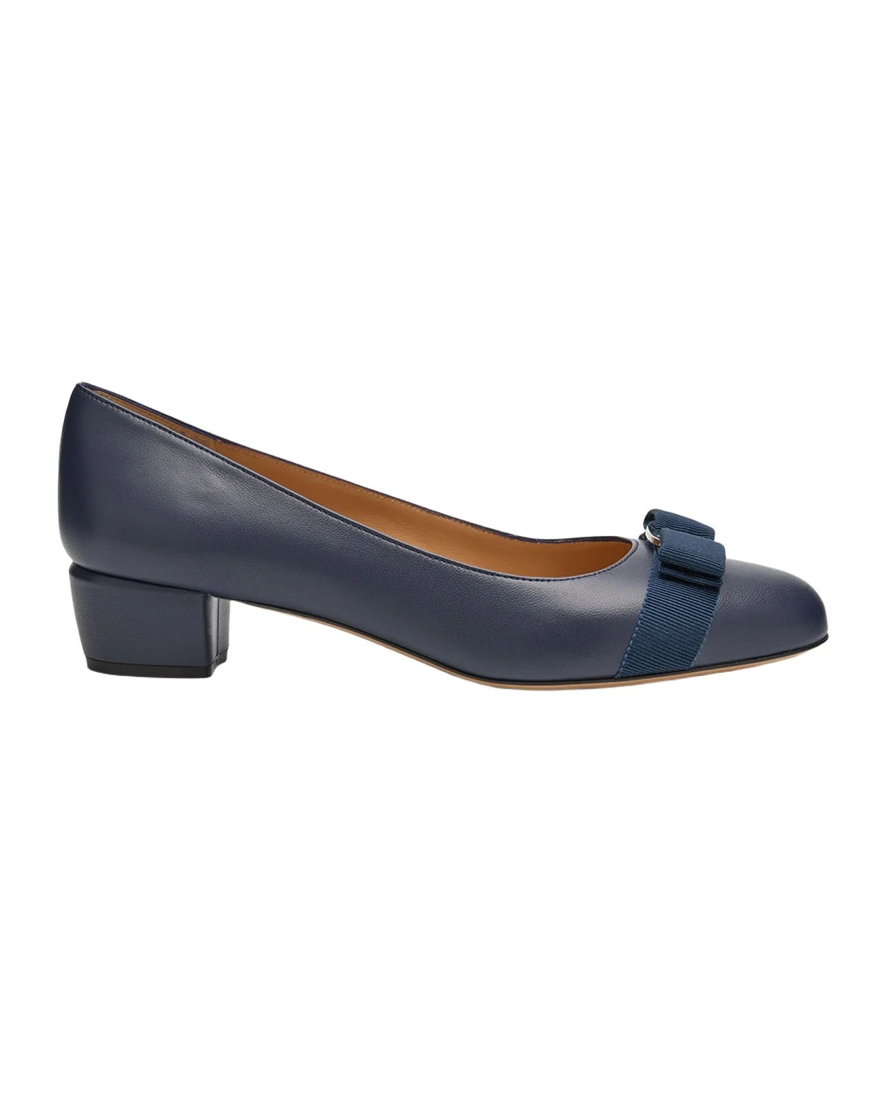 Ferragamo Vara Leather Bow Low Pumps