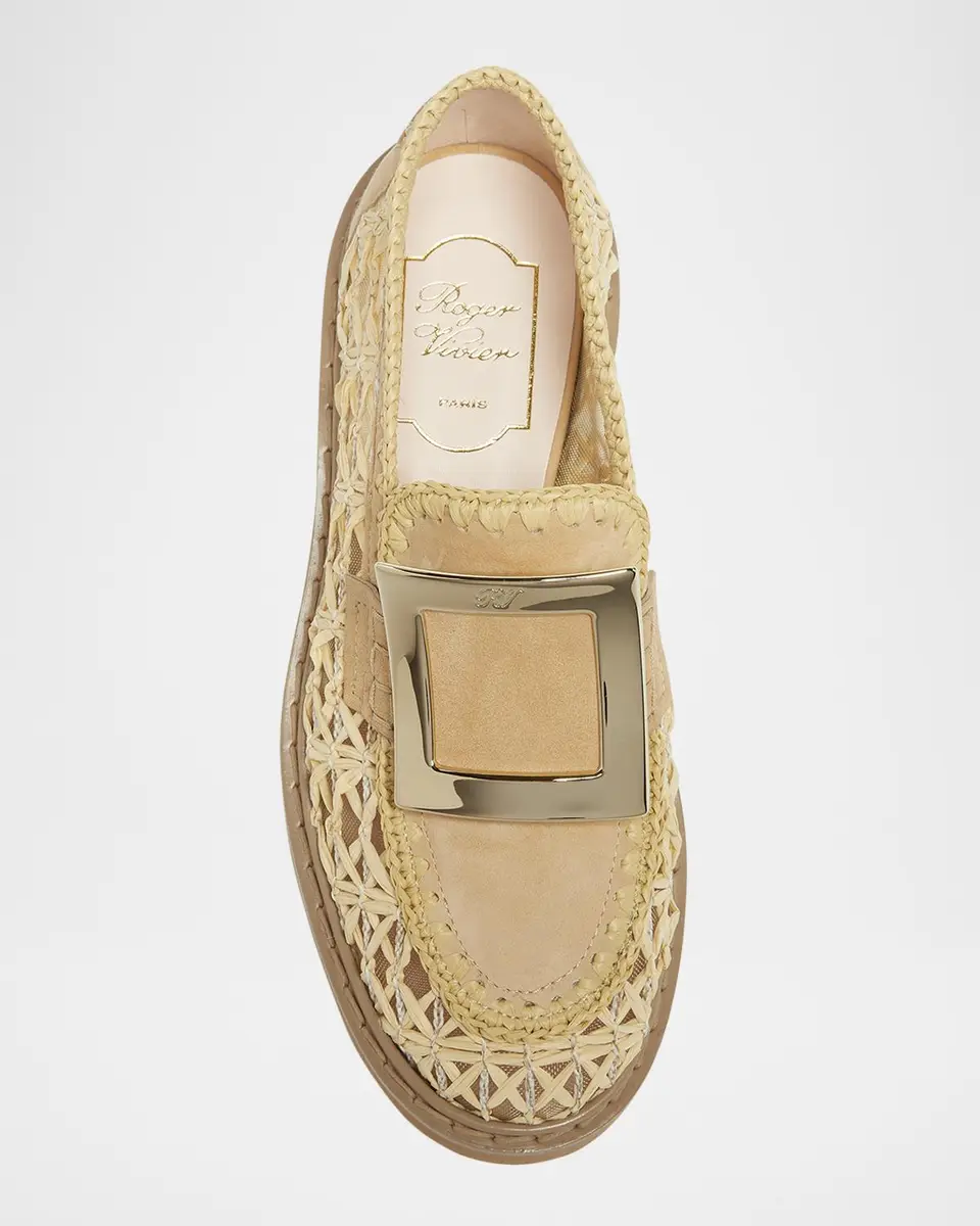 Roger Vivier Viv Rangers Braided Raffia Loafers | Thumbnail 4 Roger Vivier Viv Rangers Braided Raffia Loafers | Thumbnail 4