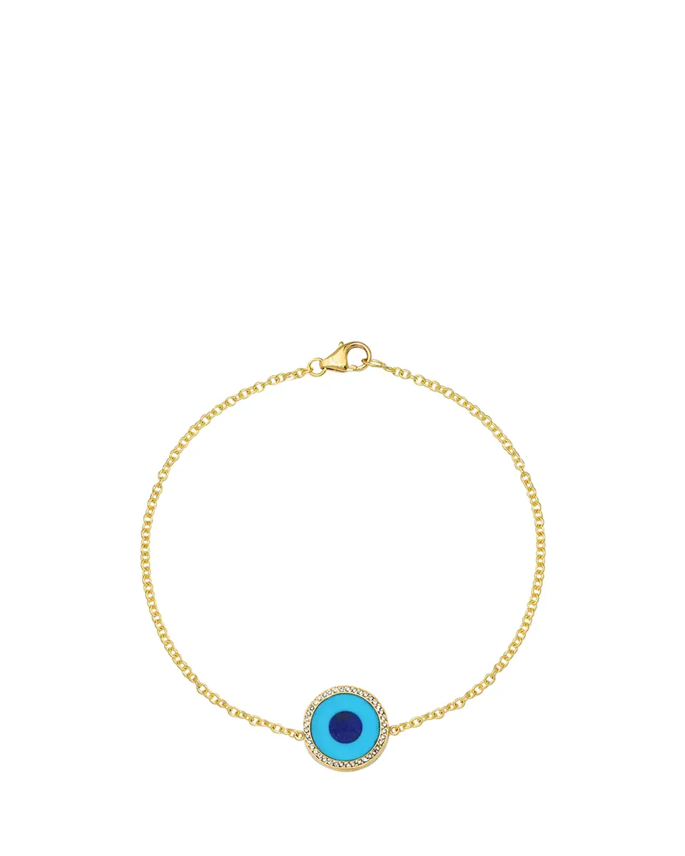 Jennifer Meyer Mini Turquoise Inlay Evil Eye Bracelet with Diamonds, 6.5"L | Thumbnail 2 Jennifer Meyer Mini Turquoise Inlay Evil Eye Bracelet with Diamonds, 6.5"L | Thumbnail 2