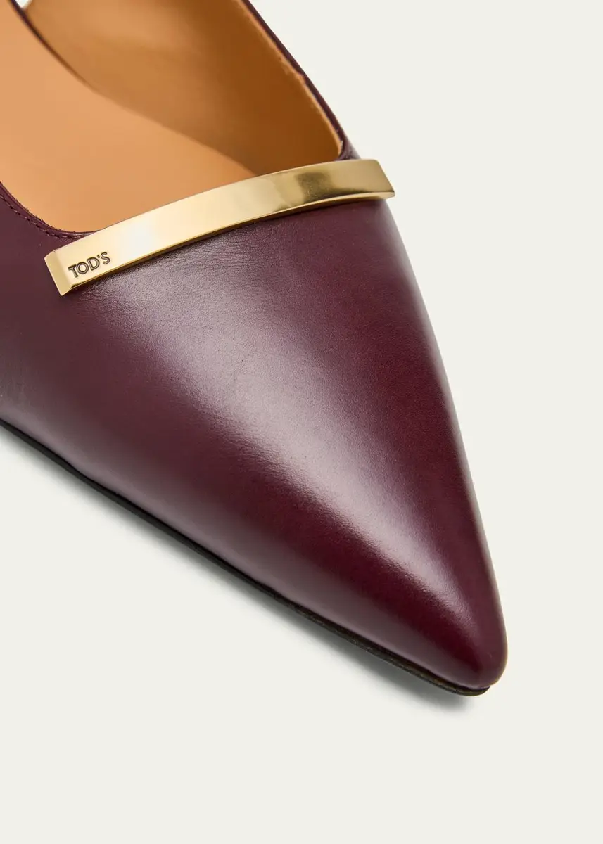 Tod's Gold-Tone Bar Leather Slingback Flats | Thumbnail 5 Tod's Gold-Tone Bar Leather Slingback Flats | Thumbnail 5