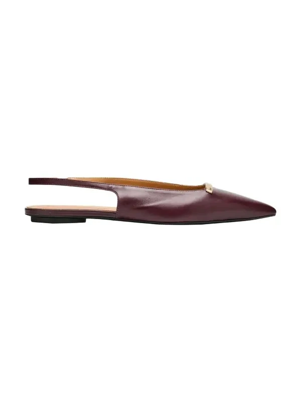 Gold-Tone Bar Leather Slingback Flats Gold-Tone Bar Leather Slingback Flats