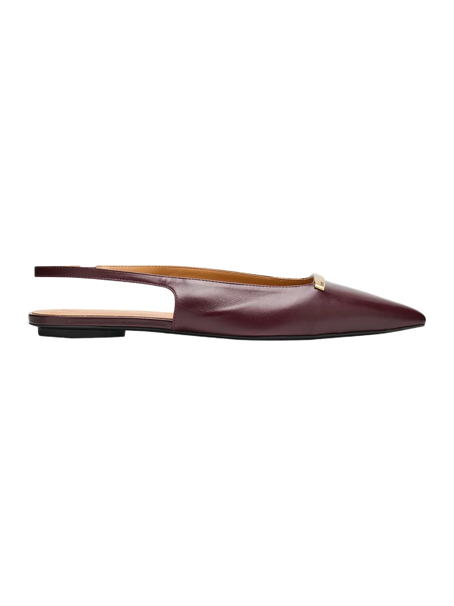 Tod's Gold-Tone Bar Leather Slingback Flats