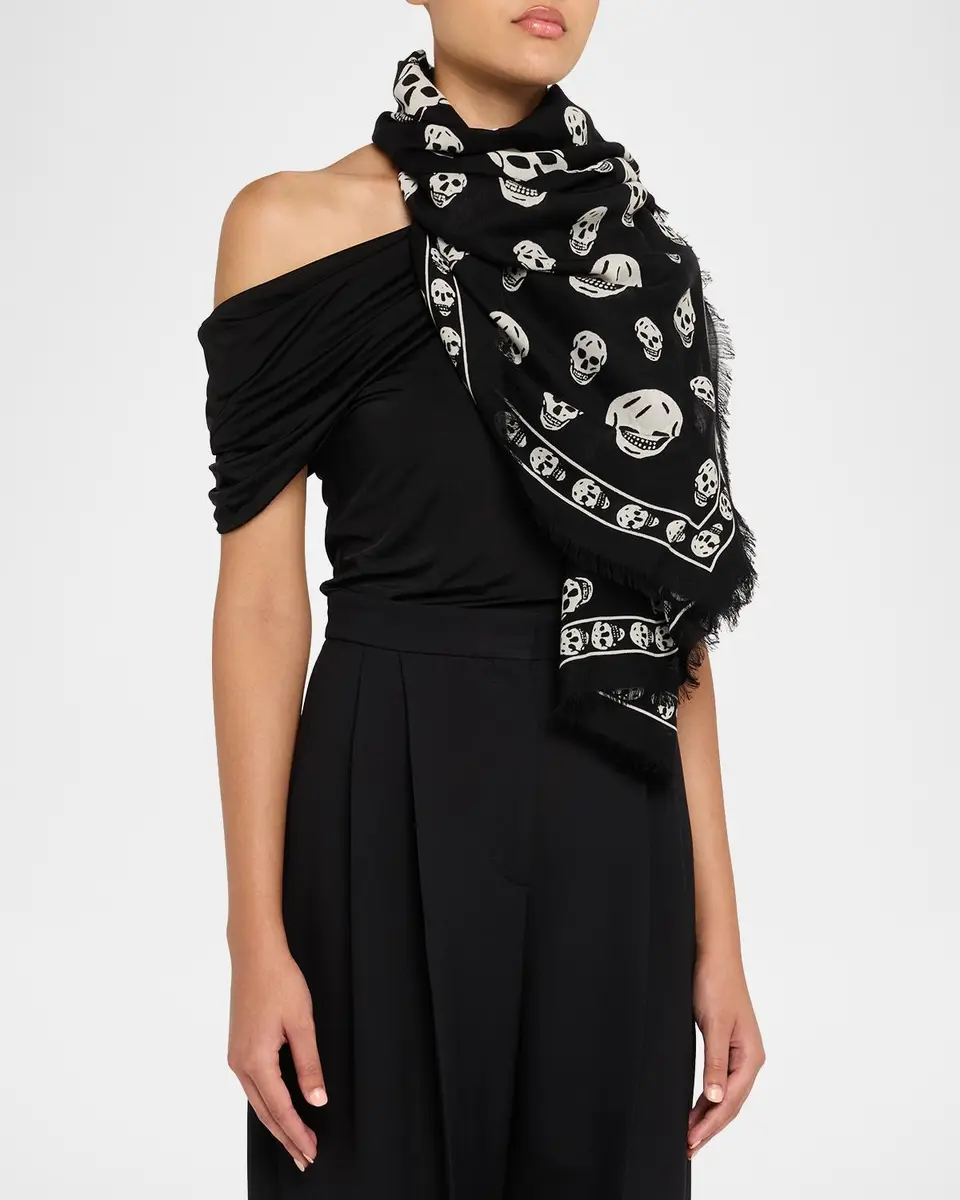 Alexander McQueen Classic Skull Wool Scarf | Thumbnail 3 Alexander McQueen Classic Skull Wool Scarf | Thumbnail 3
