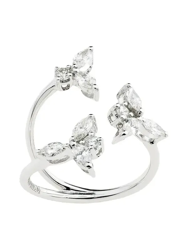 18K White Gold Diamond Y-Conic Snowflake Stackable Ring