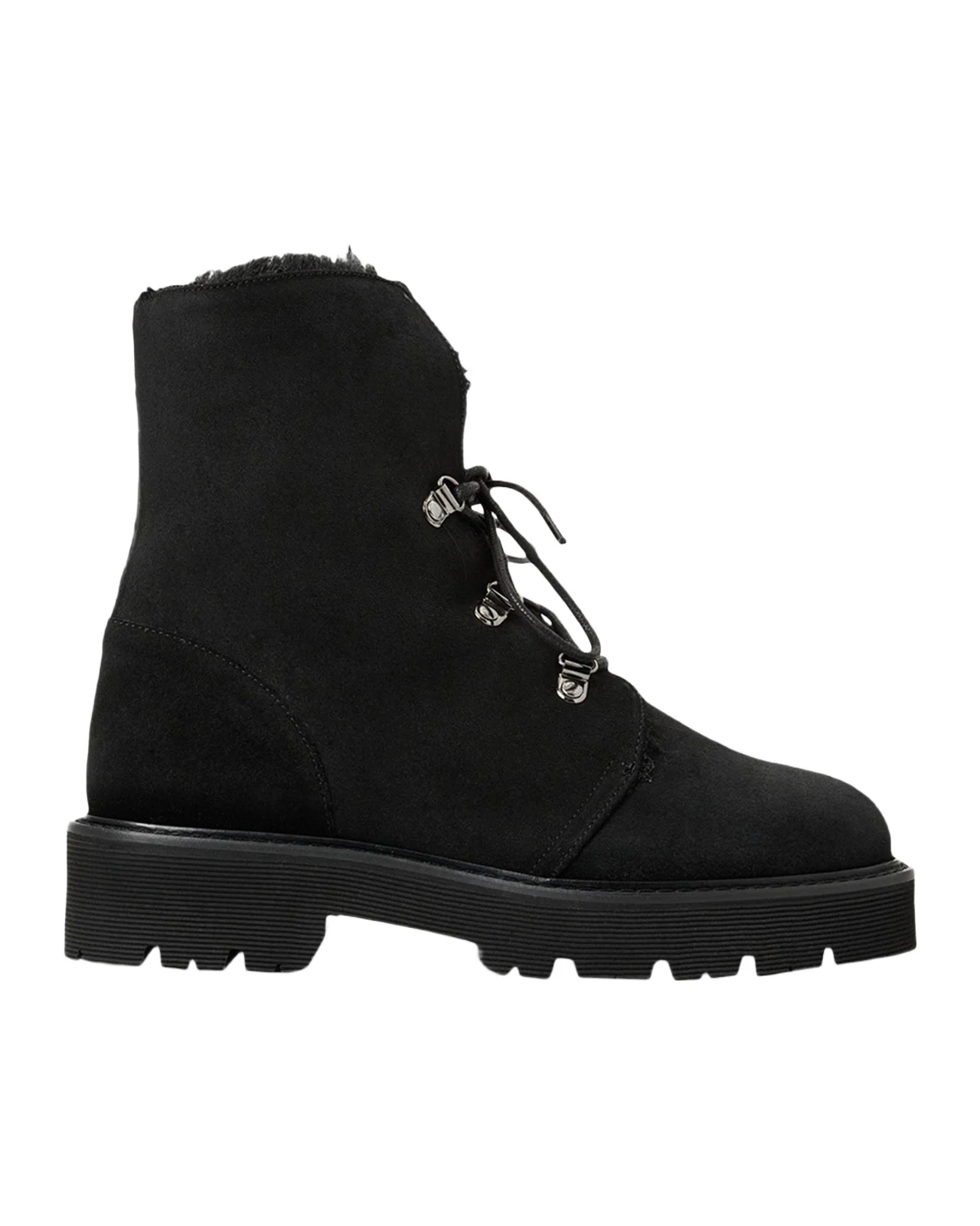Aquatalia Eva Faux Shearling-Lined Suede Hiker Booties