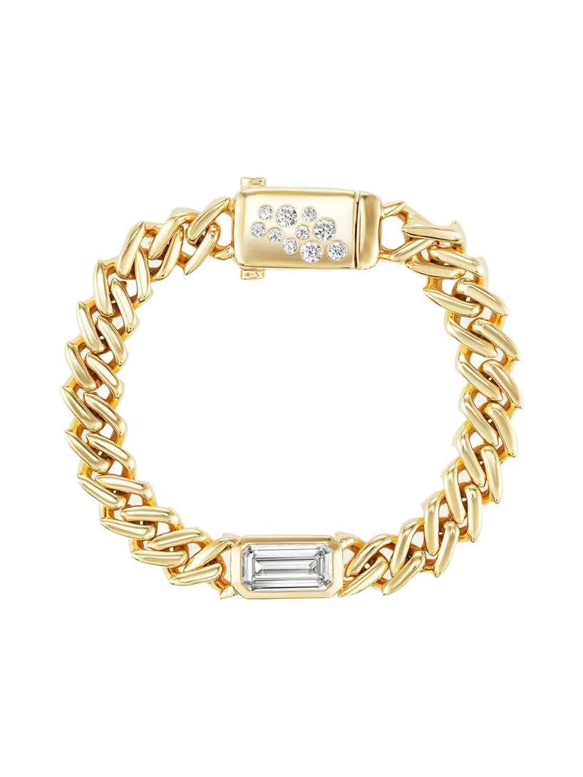 Uniform Object 14K Gold & 4.14 TCW Diamond Curb Chain Link Bracelet