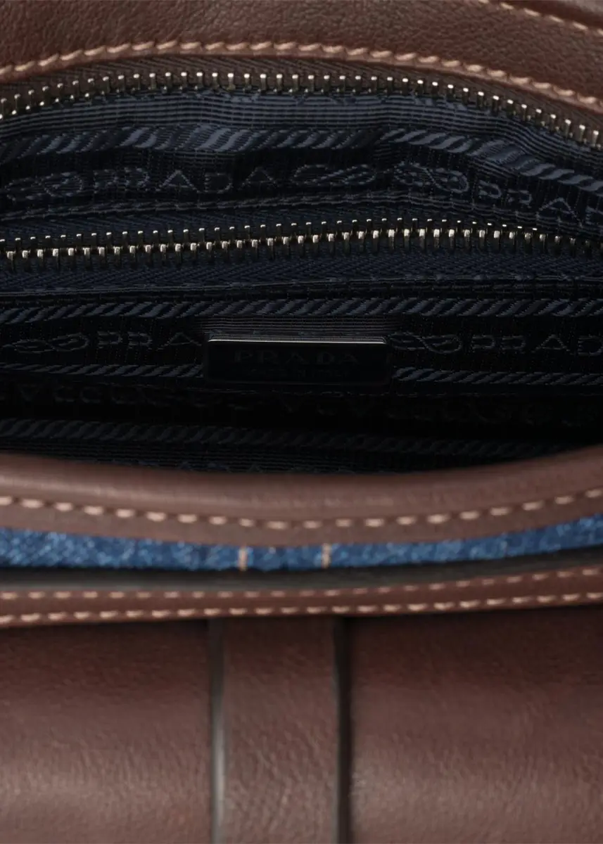 Prada Bonnie Medium Denim and Leather Shoulder Bag | Thumbnail 3