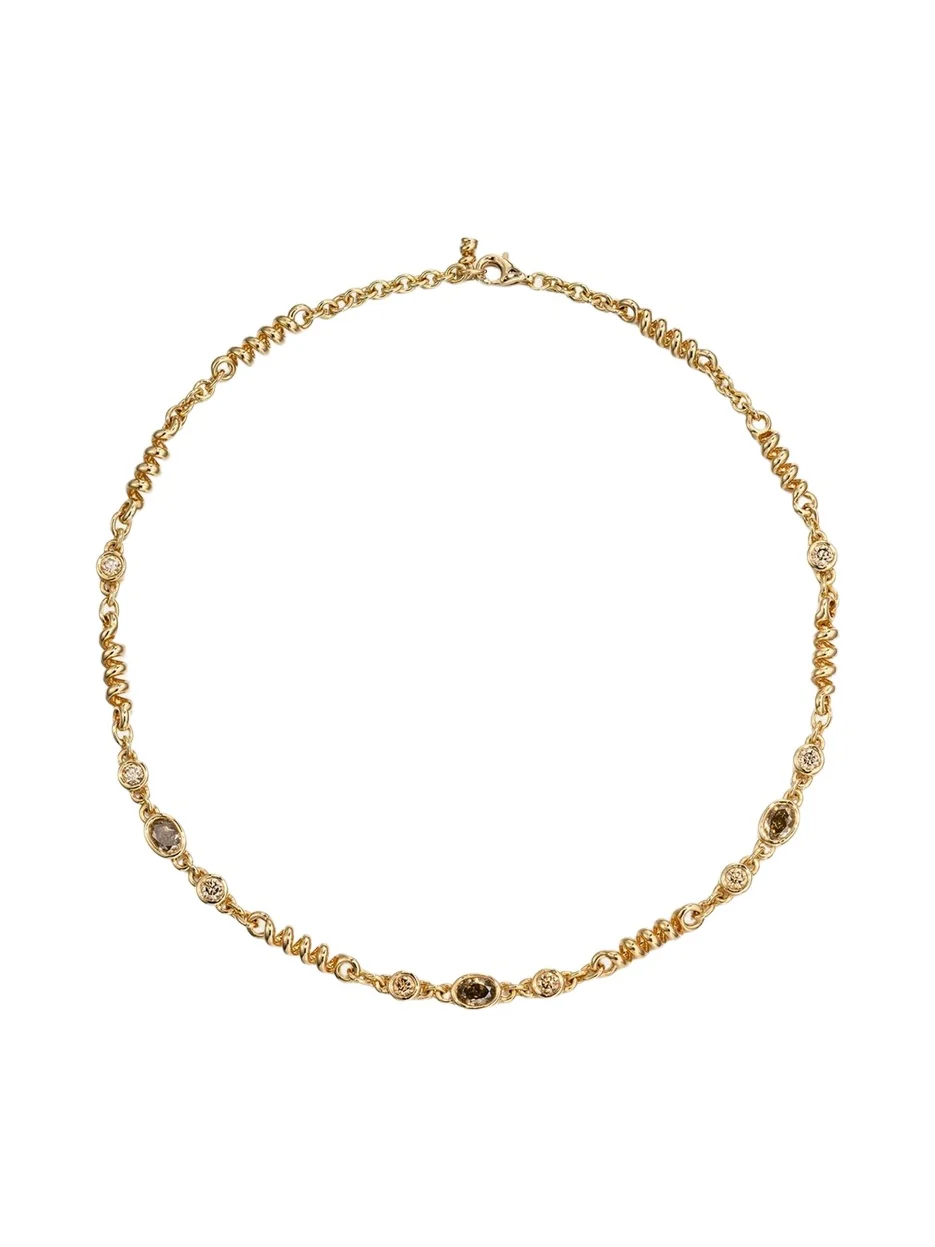 18K Yellow Gold Brown Diamond Slinkee Necklace 18K Yellow Gold Brown Diamond Slinkee Necklace