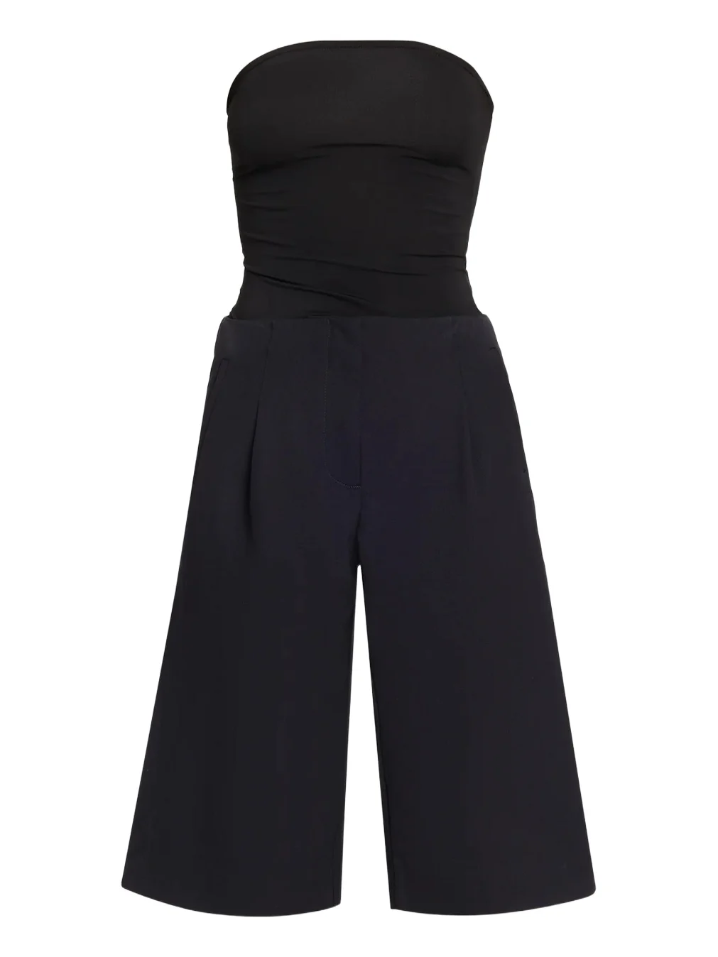Christopher Esber Redux Strapless Jersey & Wool Bermuda Jumpsuit