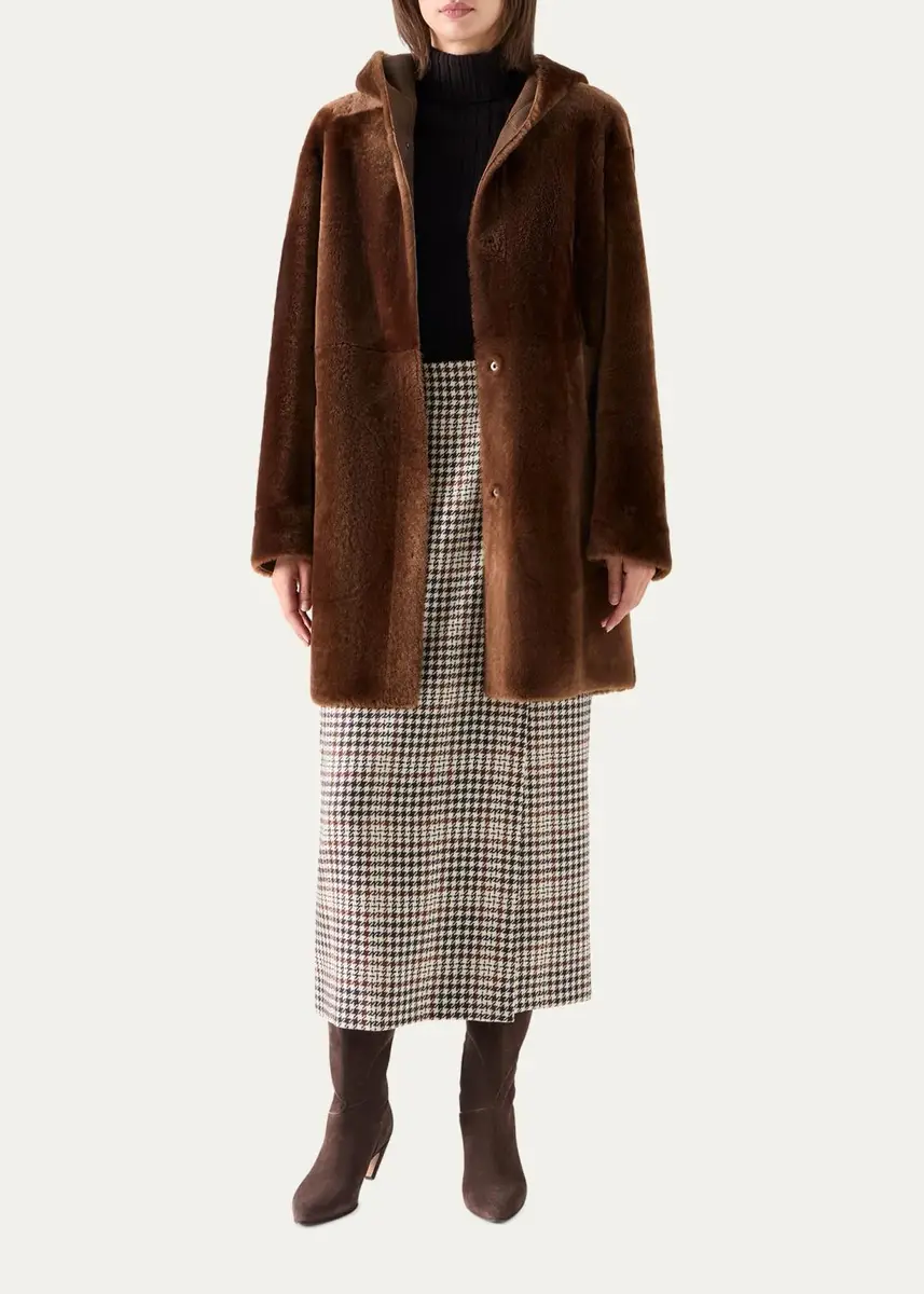 Akris punto Hooded Shearling Oversized Coat | Thumbnail 2 Akris punto Hooded Shearling Oversized Coat | Thumbnail 2