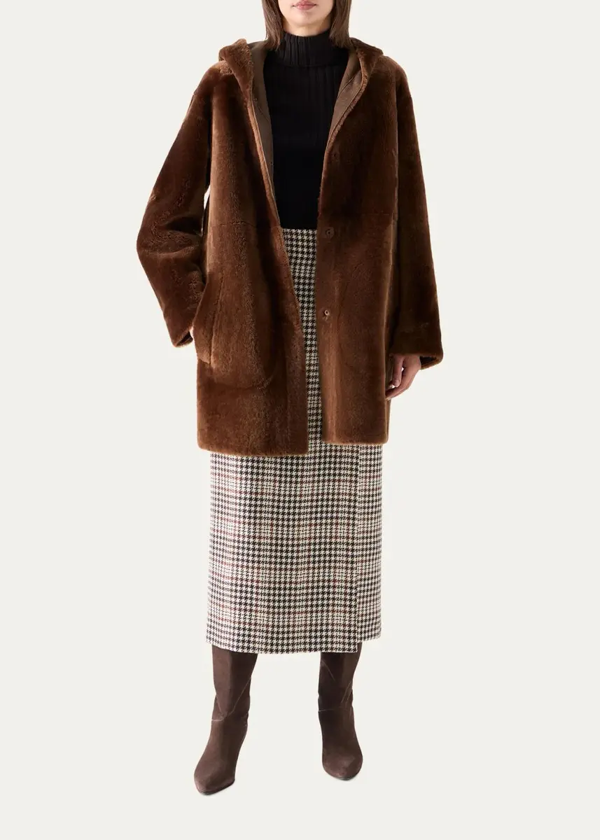 Akris punto Hooded Shearling Oversized Coat | Thumbnail 4 Akris punto Hooded Shearling Oversized Coat | Thumbnail 4