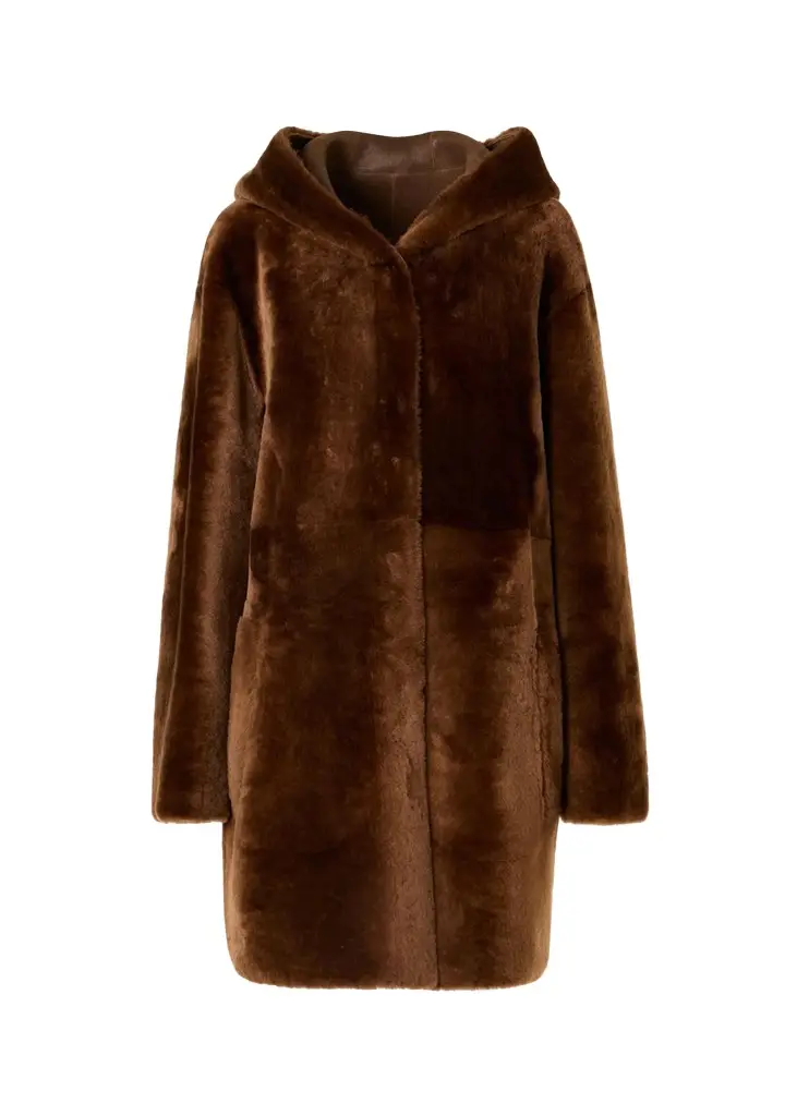 Akris punto Hooded Shearling Oversized Coat