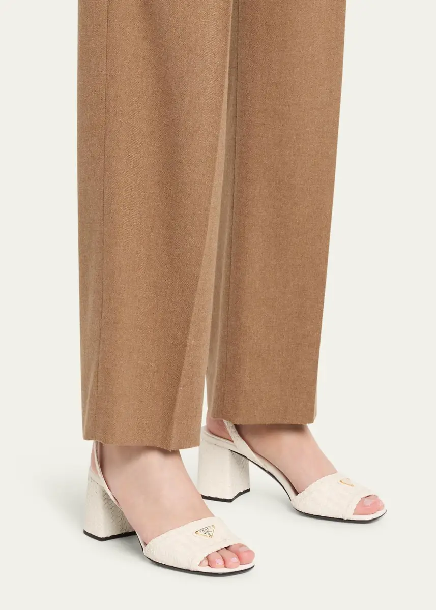 Prada 65mm Madras Woven Metallic Leather Ankle-Strap Sandals | Thumbnail 6 Prada 65mm Madras Woven Metallic Leather Ankle-Strap Sandals | Thumbnail 6