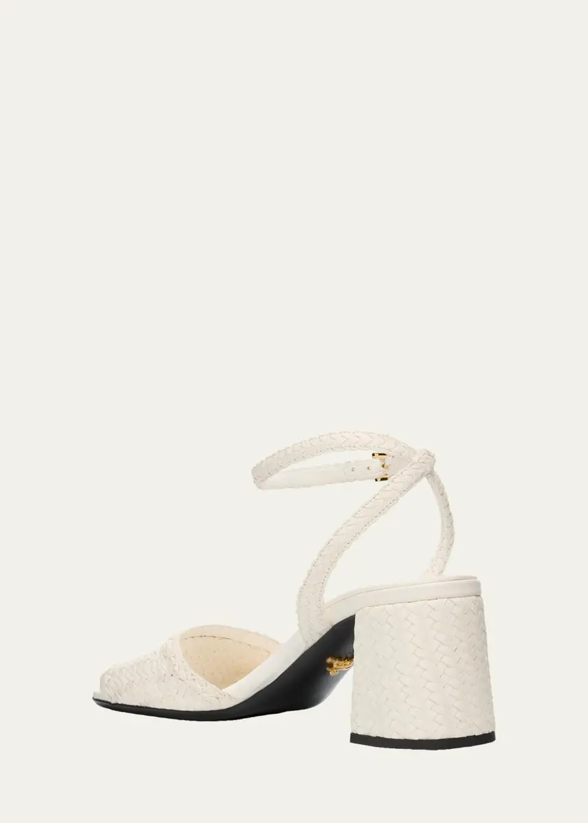 Prada 65mm Madras Woven Metallic Leather Ankle-Strap Sandals | Thumbnail 8 Prada 65mm Madras Woven Metallic Leather Ankle-Strap Sandals | Thumbnail 8