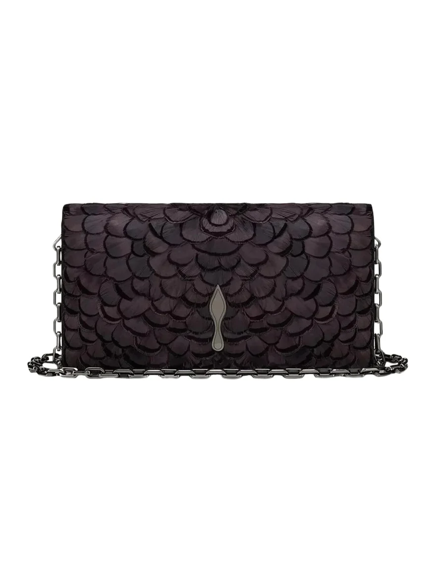 Christian Louboutin Bettina Feather Clutch Bag in Silk Satin