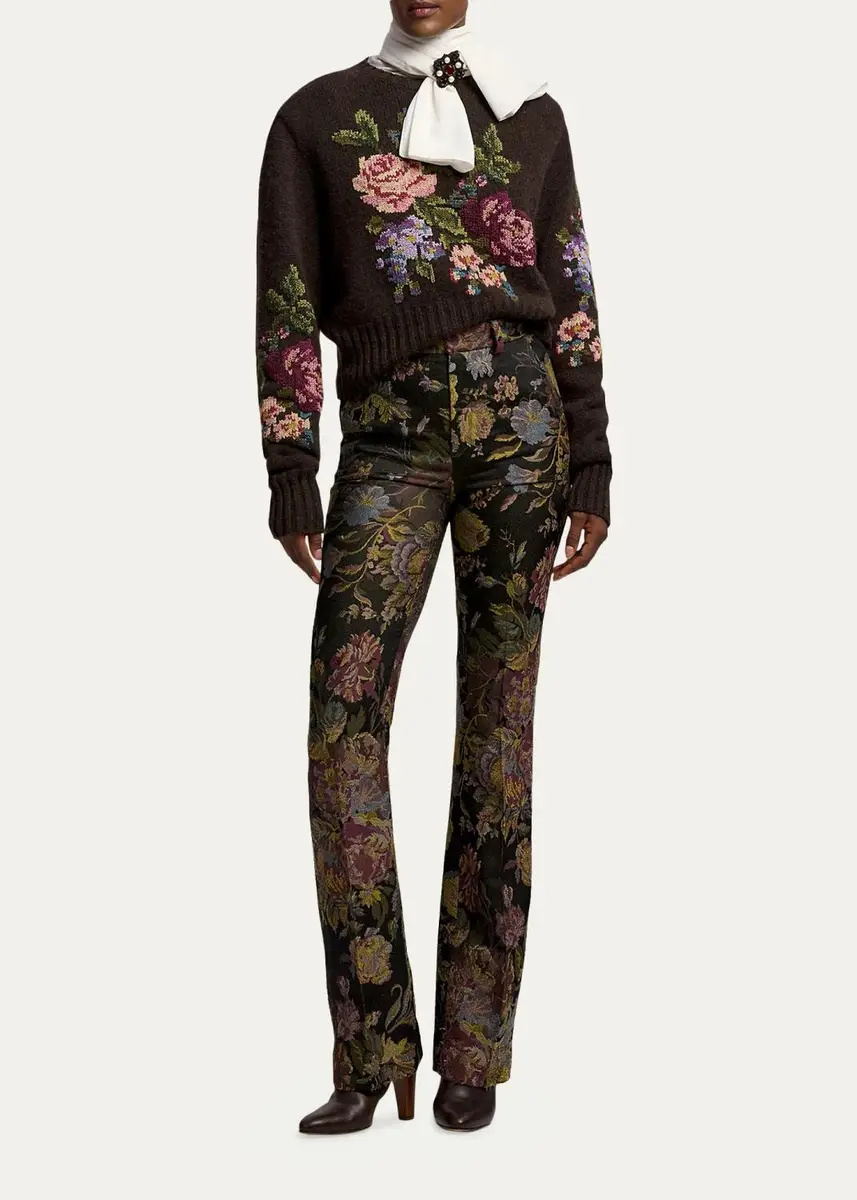 Ralph Lauren Collection Floral Cashmere Crewneck Sweater | Thumbnail 2 Ralph Lauren Collection Floral Cashmere Crewneck Sweater | Thumbnail 2
