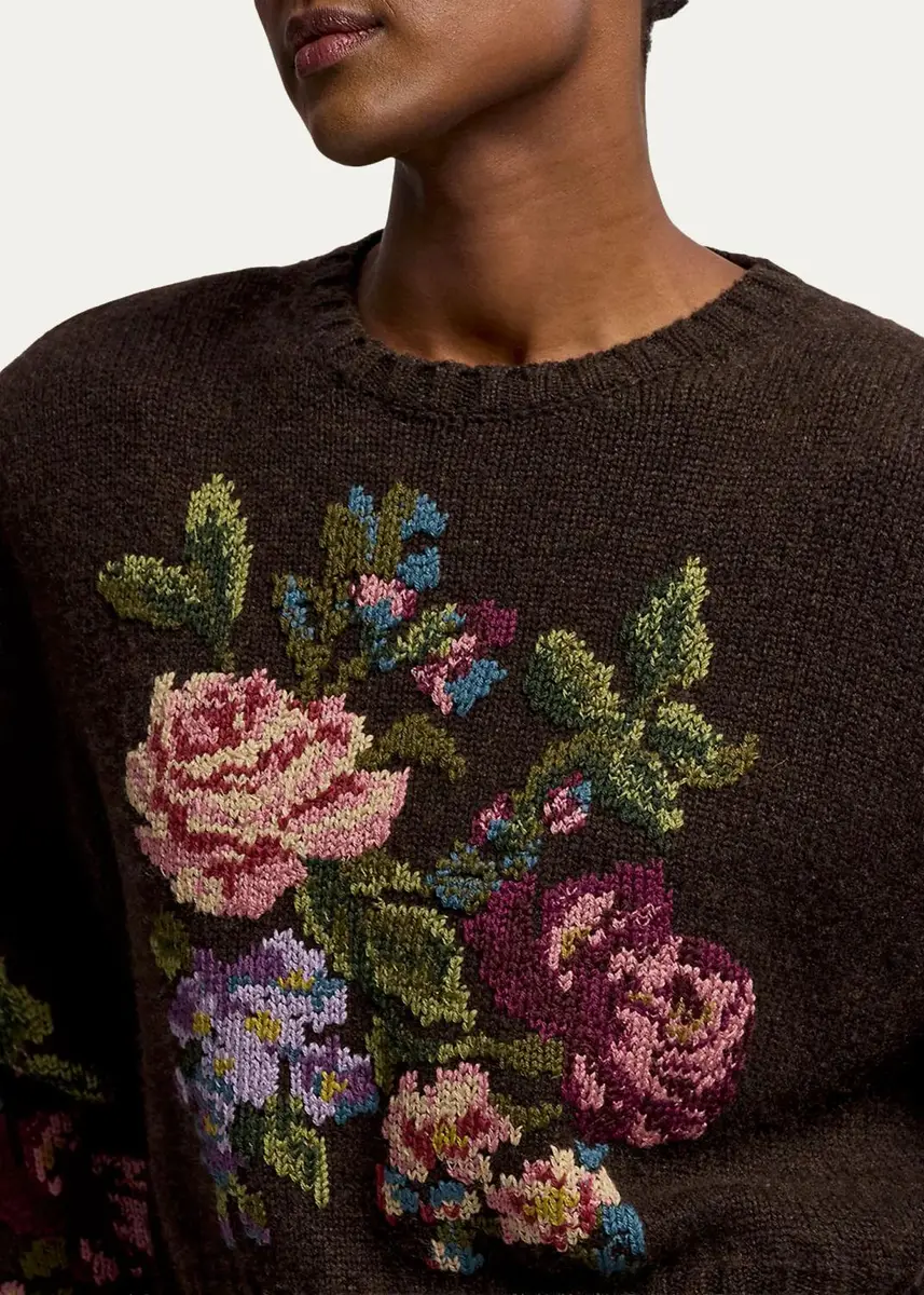 Ralph Lauren Collection Floral Cashmere Crewneck Sweater | Thumbnail 5 Ralph Lauren Collection Floral Cashmere Crewneck Sweater | Thumbnail 5