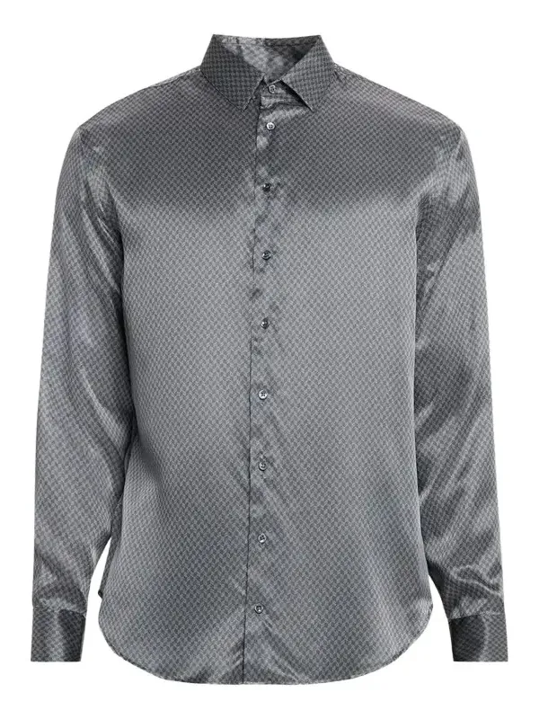 Men's Silk Chevron Button-Front Shirt Men's Silk Chevron Button-Front Shirt