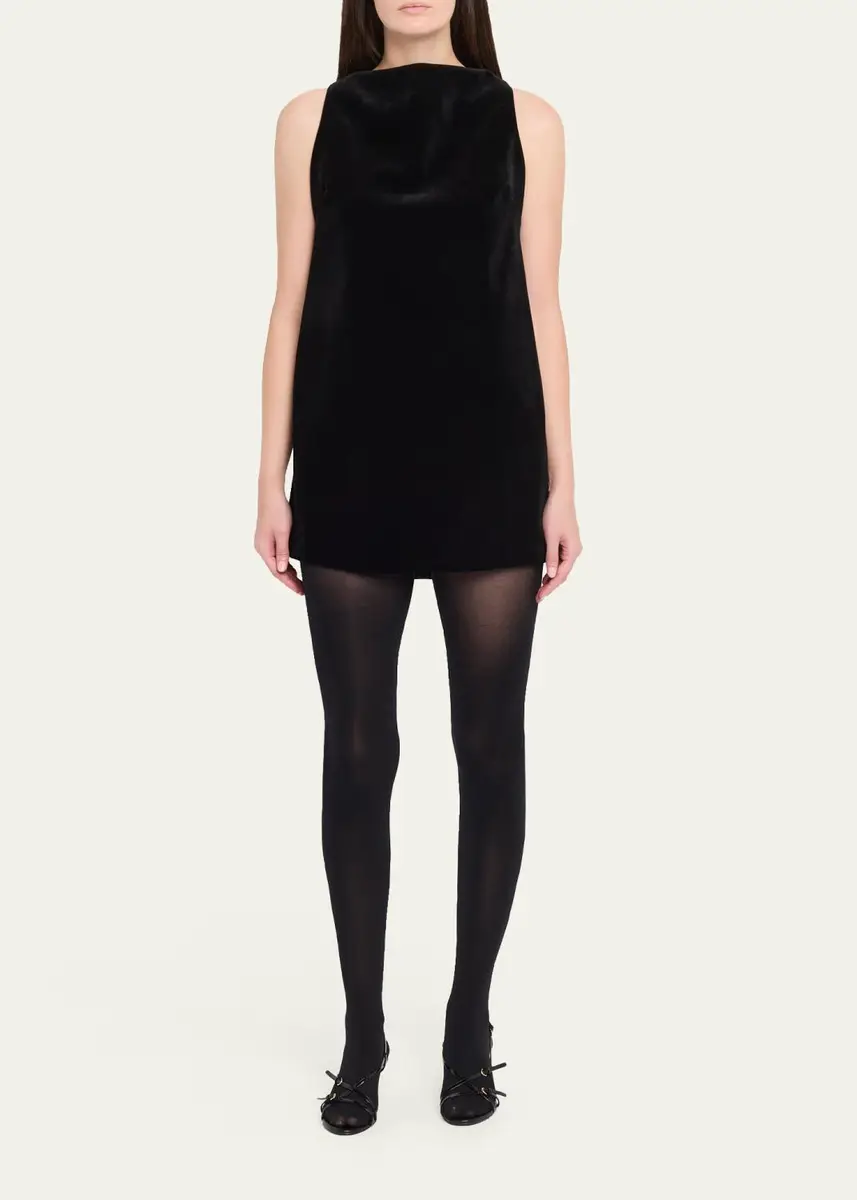 Brandon Maxwell Sable High-Neck Velvety Mini Dress | Thumbnail 2 Brandon Maxwell Sable High-Neck Velvety Mini Dress | Thumbnail 2