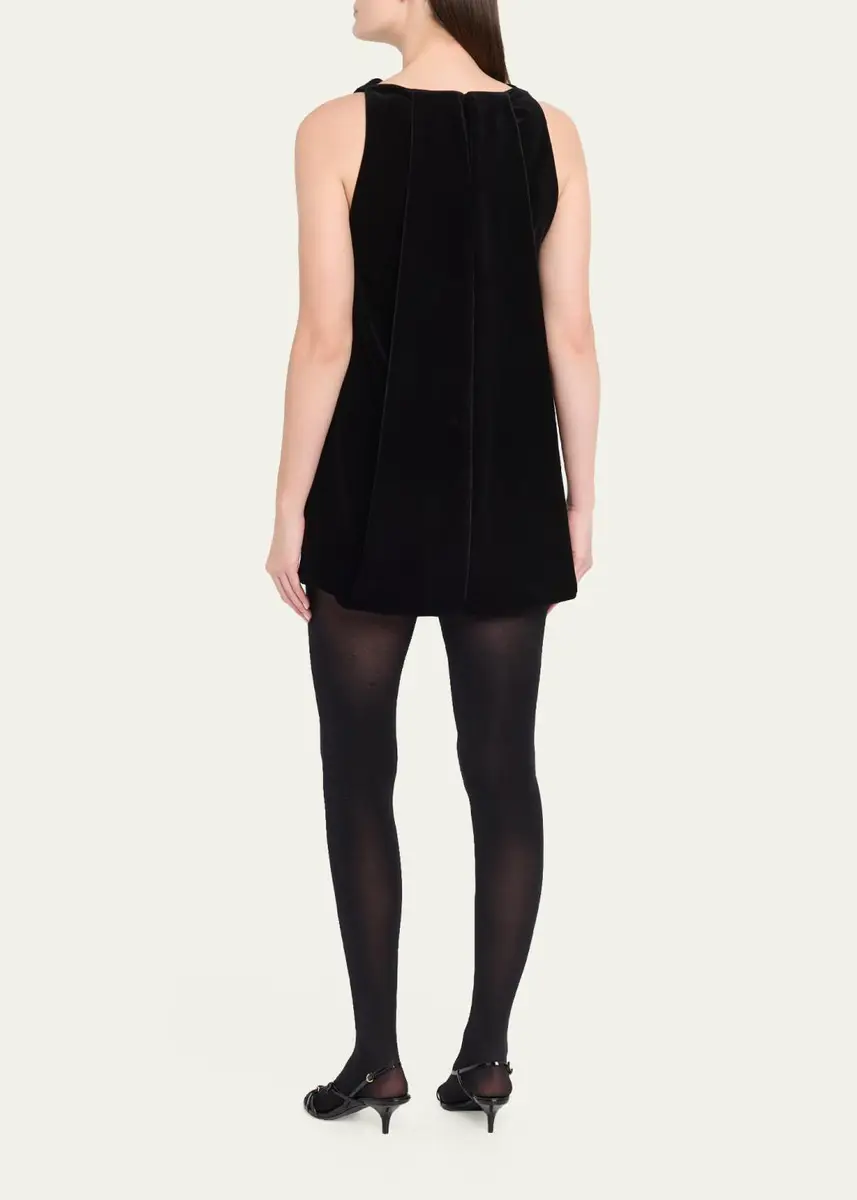 Brandon Maxwell Sable High-Neck Velvety Mini Dress | Thumbnail 3 Brandon Maxwell Sable High-Neck Velvety Mini Dress | Thumbnail 3