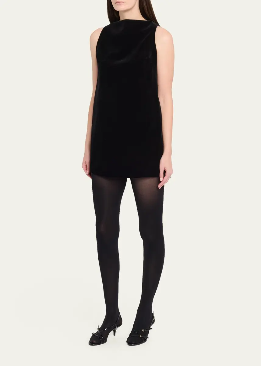 Brandon Maxwell Sable High-Neck Velvety Mini Dress | Thumbnail 4 Brandon Maxwell Sable High-Neck Velvety Mini Dress | Thumbnail 4