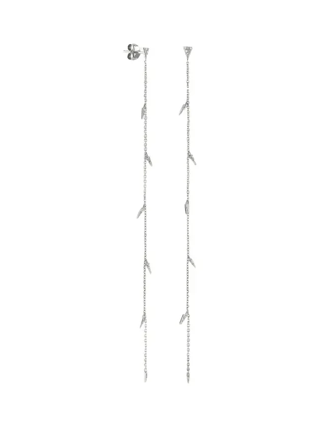 Sydney Evan 14K White Gold & 0.15 TCW Diamond Threader Drop Earrings