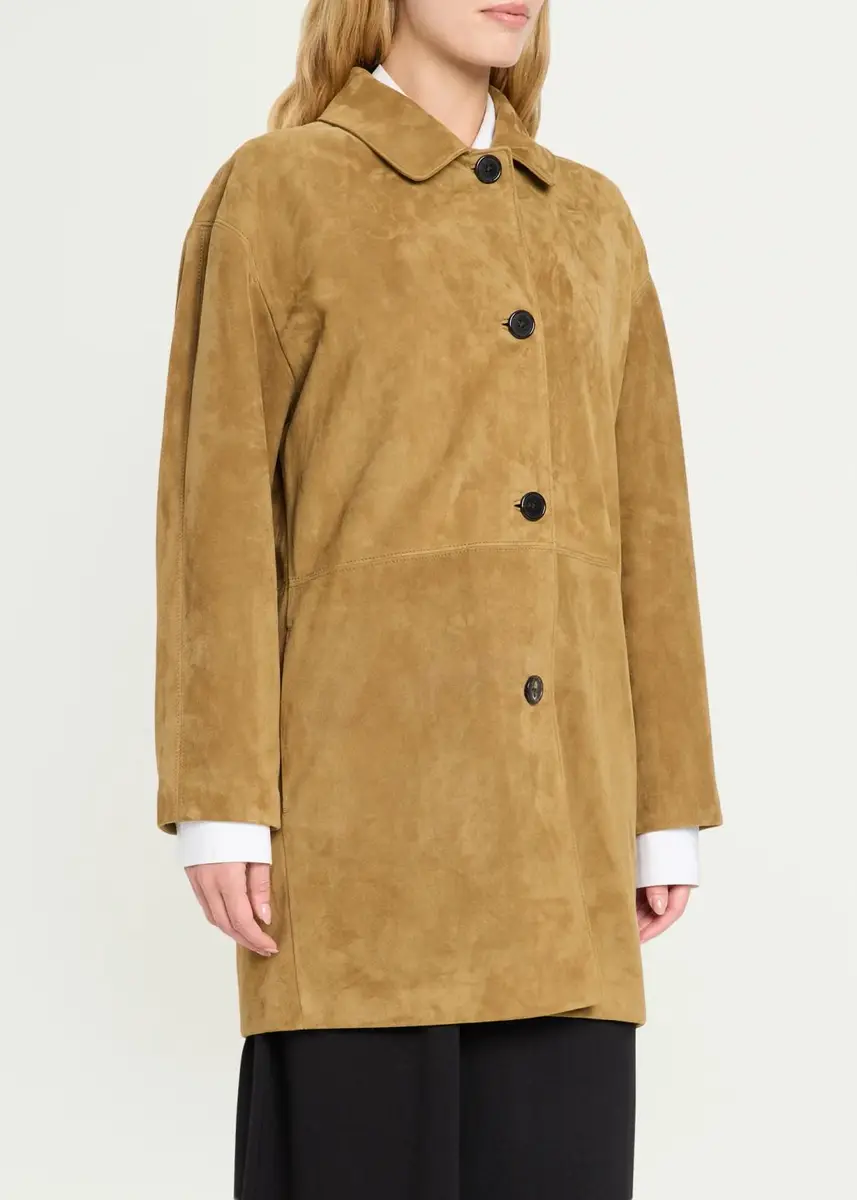 The Row Damir Suede Single-Breasted Car Coat | Thumbnail 4 The Row Damir Suede Single-Breasted Car Coat | Thumbnail 4