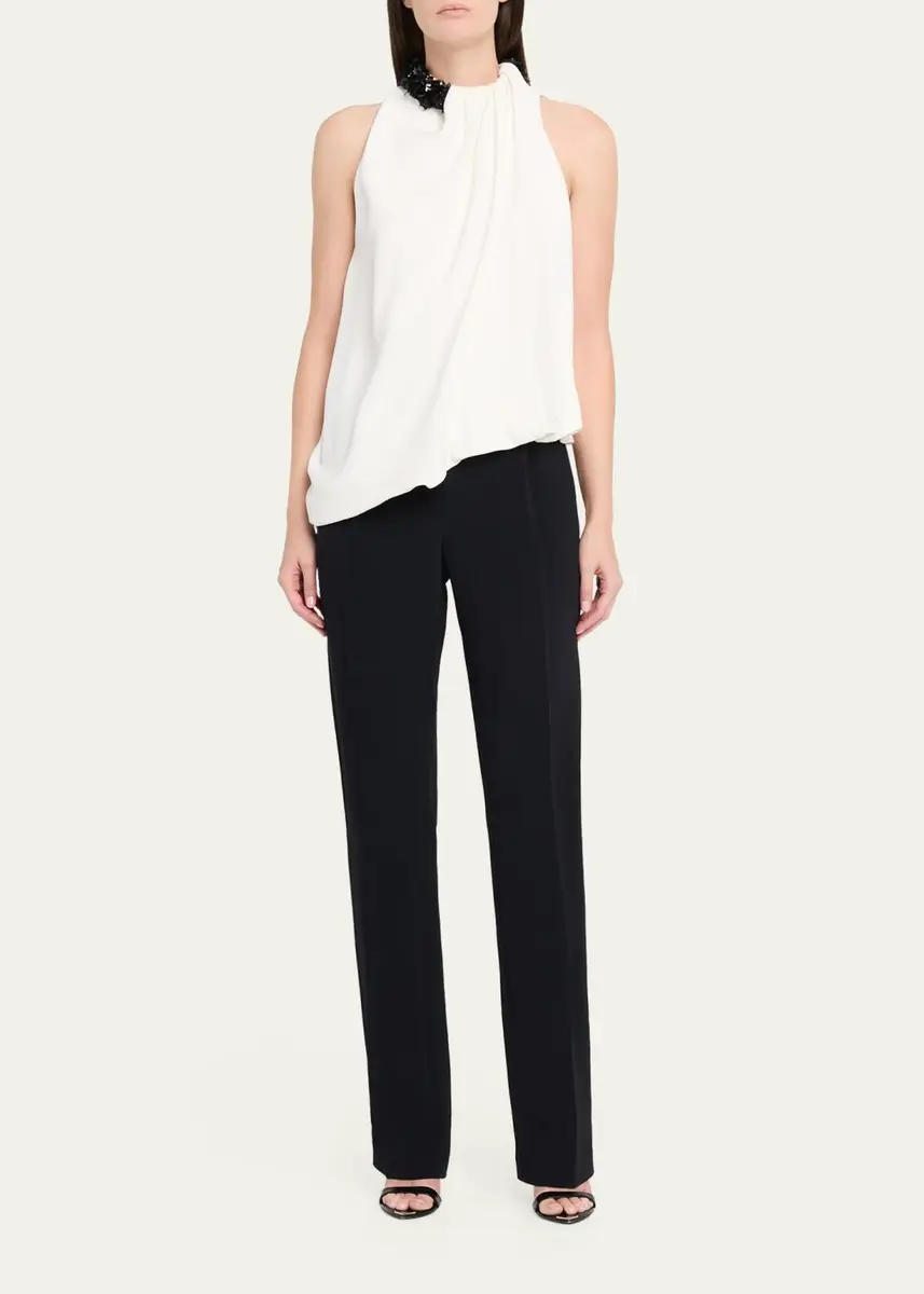 Brandon Maxwell Haze Draped Sequin-Trim Asymmetric Top | Thumbnail 2
