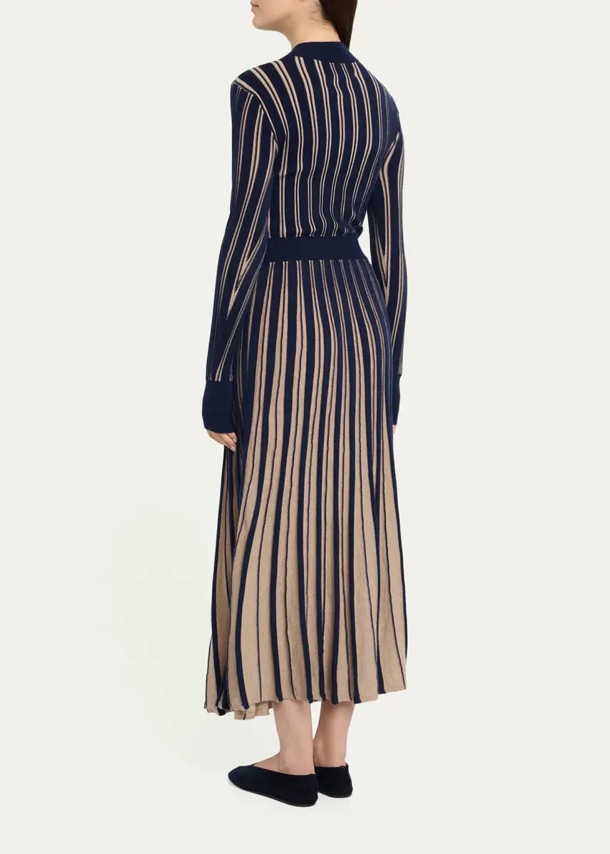 Cara Cara Mariella Striped Pleated Merino Wool Maxi Dress | Thumbnail 3 Cara Cara Mariella Striped Pleated Merino Wool Maxi Dress | Thumbnail 3