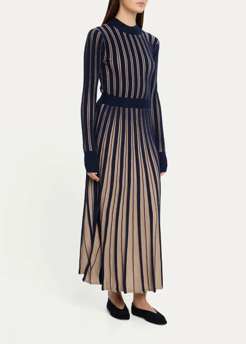 Cara Cara Mariella Striped Pleated Merino Wool Maxi Dress | Thumbnail 4 Cara Cara Mariella Striped Pleated Merino Wool Maxi Dress | Thumbnail 4