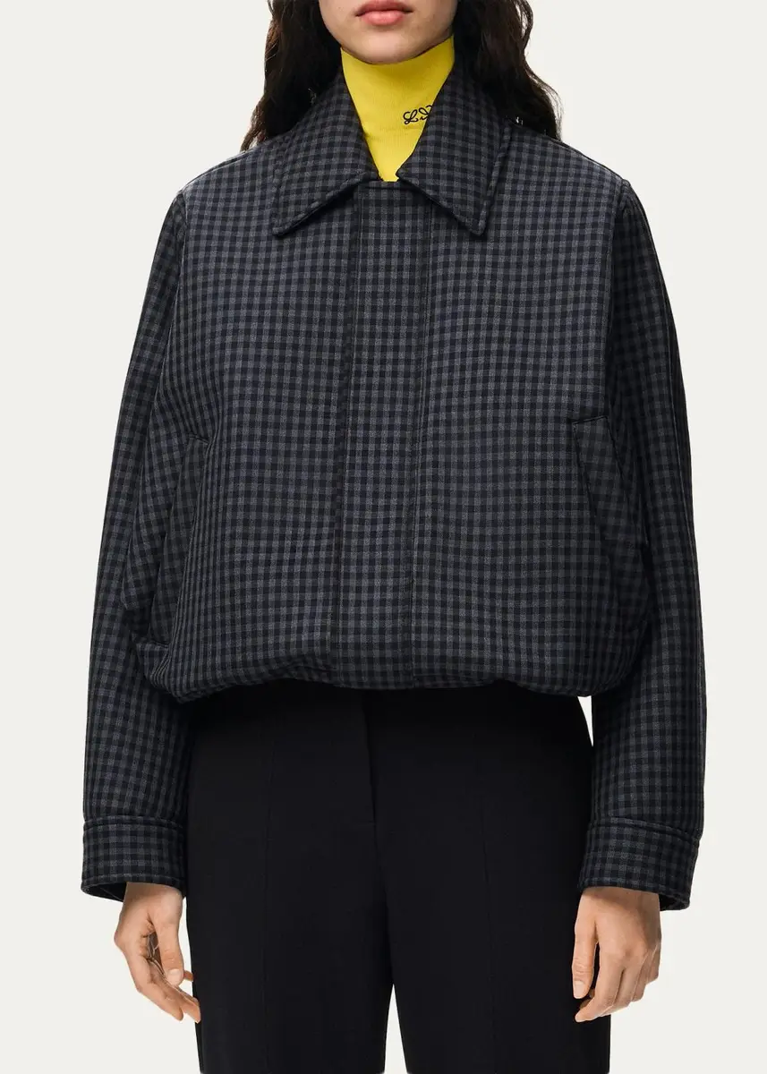 Loewe Check Wool-Blend Drawstring Balloon Jacket | Thumbnail 4 Loewe Check Wool-Blend Drawstring Balloon Jacket | Thumbnail 4