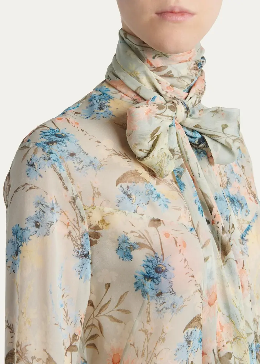 Alexander McQueen Floral Tieneck Silk Blouse | Thumbnail 5 Alexander McQueen Floral Tieneck Silk Blouse | Thumbnail 5