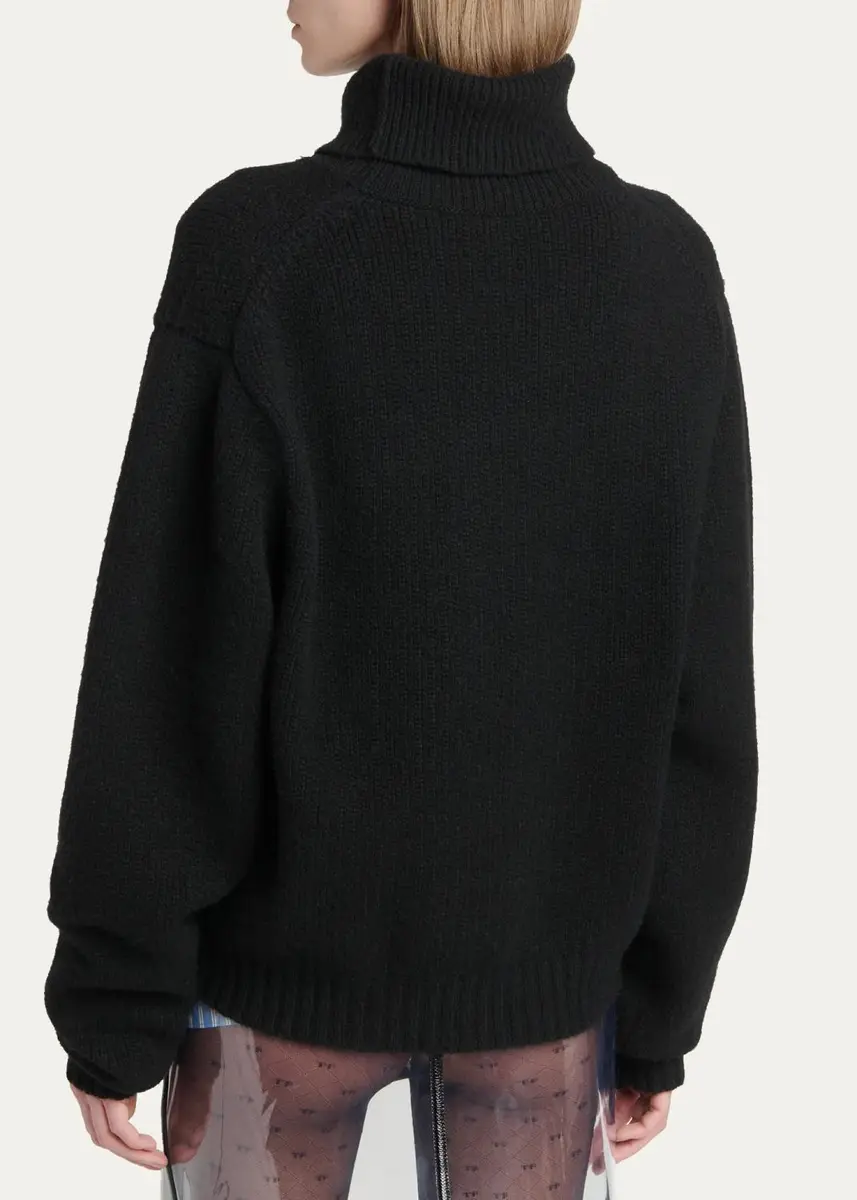 TOM FORD Boutique Wool-Cashmere-Mohair Chunky Knit Turtleneck Sweater | Thumbnail 3
