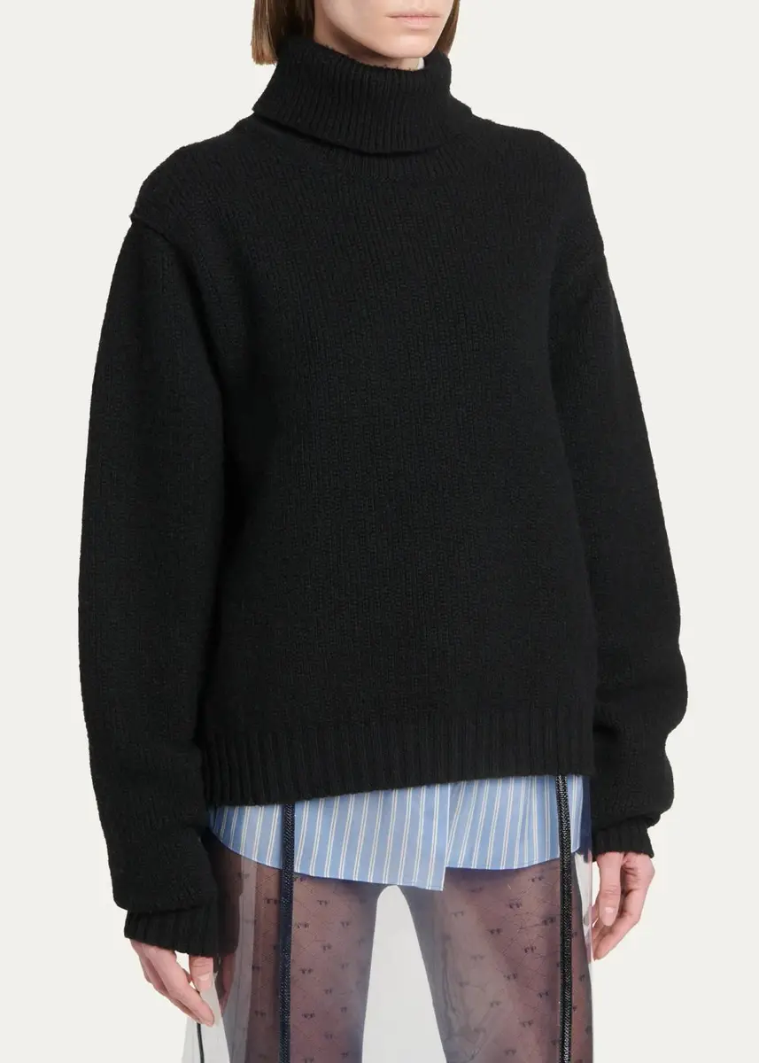 TOM FORD Boutique Wool-Cashmere-Mohair Chunky Knit Turtleneck Sweater | Thumbnail 4