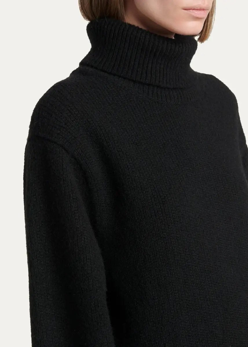 TOM FORD Boutique Wool-Cashmere-Mohair Chunky Knit Turtleneck Sweater | Thumbnail 5