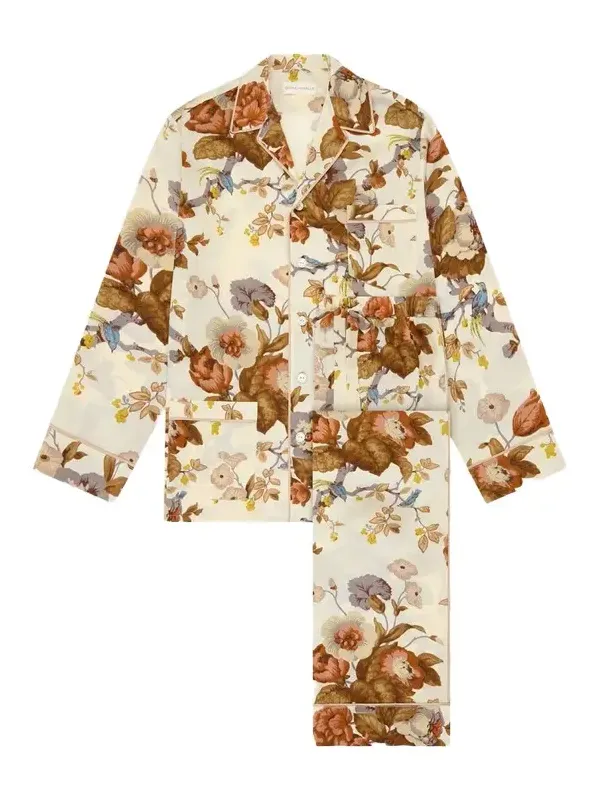 Yves Floral-Print Silk Satin Pajama Set Yves Floral-Print Silk Satin Pajama Set