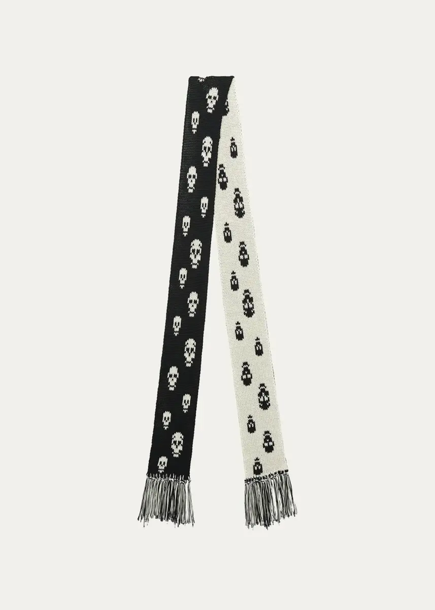 Alexander McQueen Skull Knit Cotton Tricot Scarf | Thumbnail 2