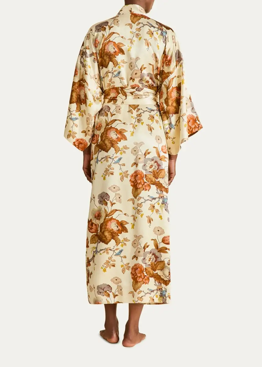 Olivia von Halle Queenie Floral-Print Silk Robe | Thumbnail 3 Olivia von Halle Queenie Floral-Print Silk Robe | Thumbnail 3