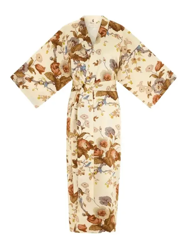 Queenie Floral-Print Silk Robe Queenie Floral-Print Silk Robe