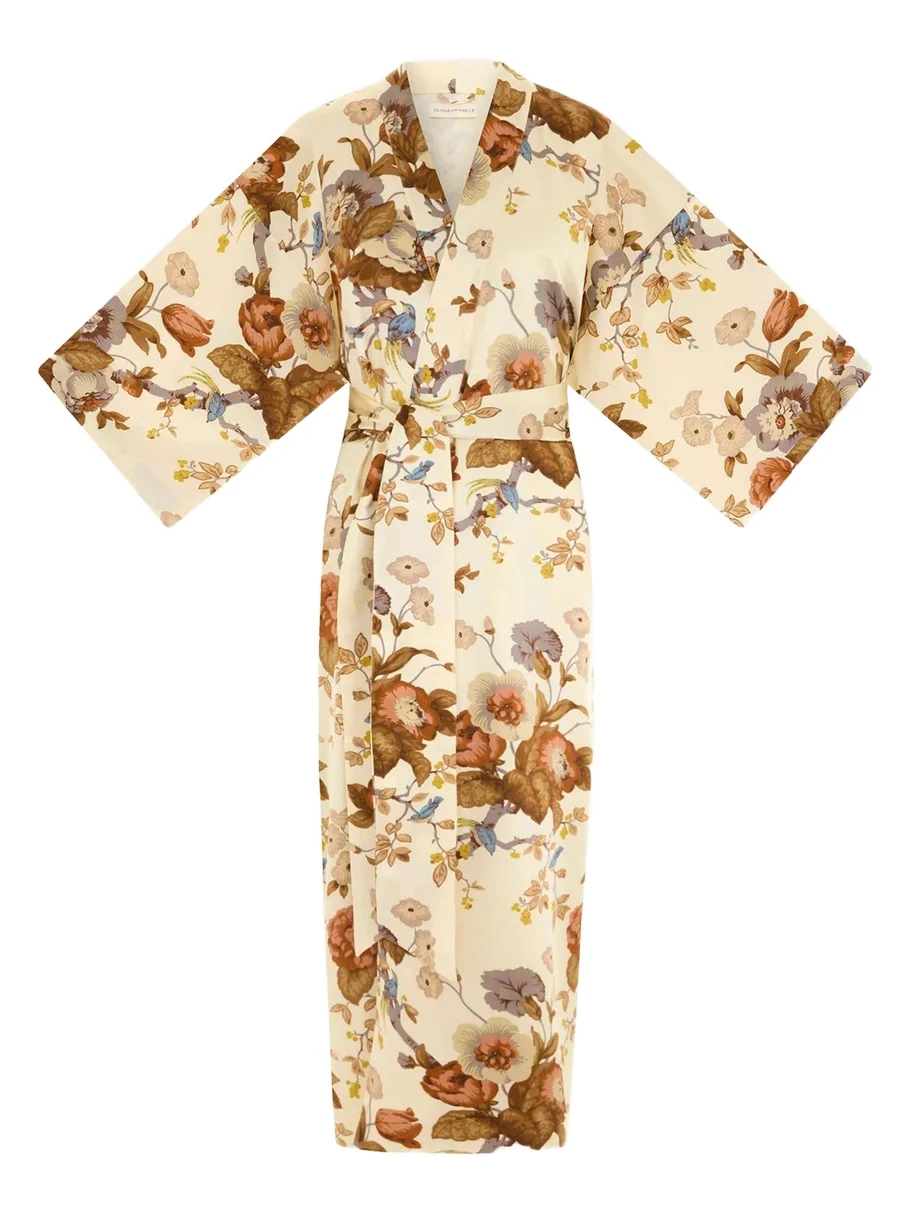 Queenie Floral-Print Silk Robe