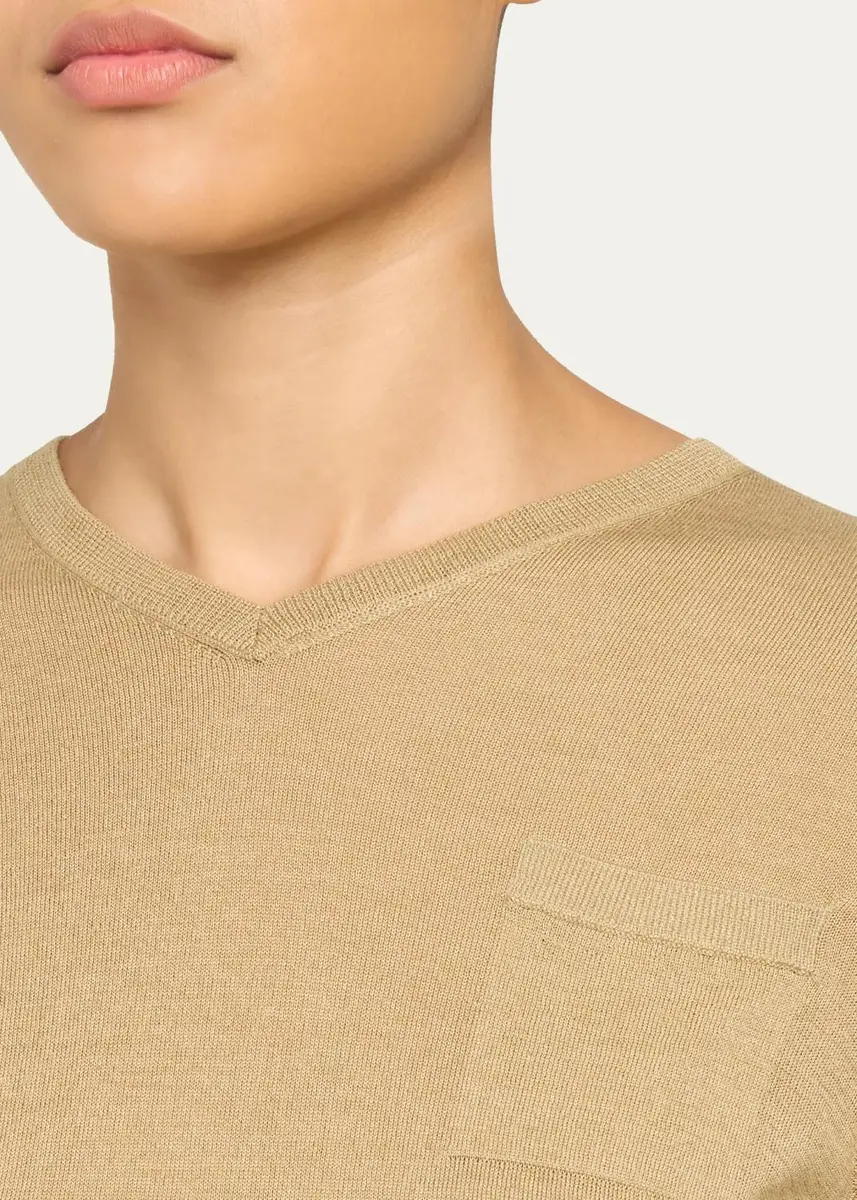 Vince Cashmere-Silk Pocket V-Neck Sweater | Thumbnail 5 Vince Cashmere-Silk Pocket V-Neck Sweater | Thumbnail 5
