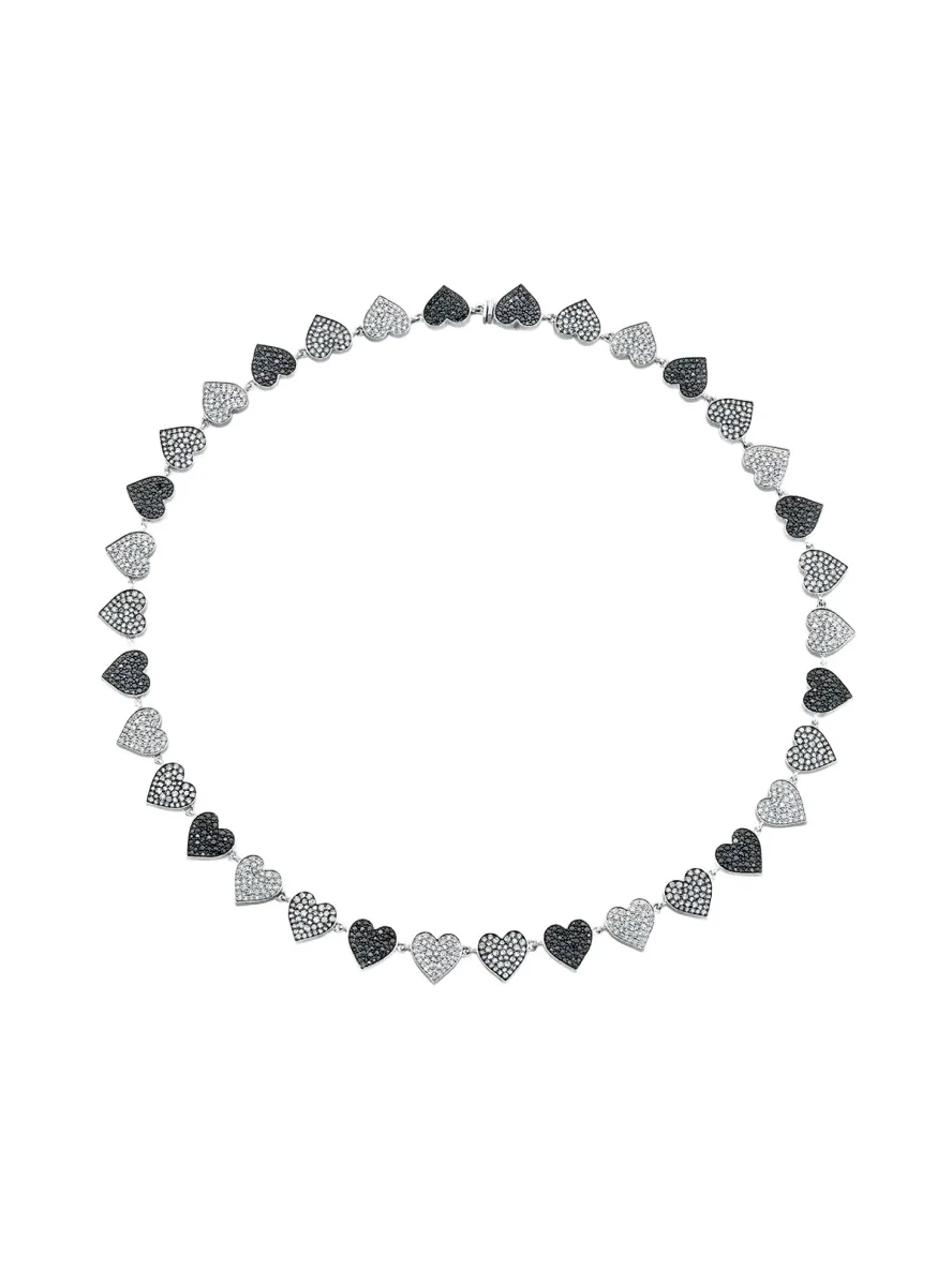 Sydney Evan 14K White Gold & 13.60 TCW Black & White Diamond Heart Necklace