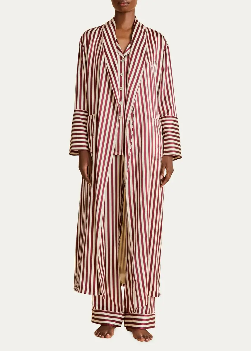 Olivia von Halle Lila Striped Silk Pajama Set | Thumbnail 2