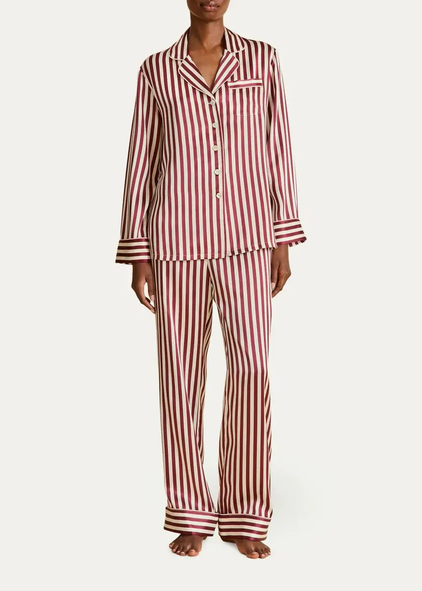 Olivia von Halle Lila Striped Silk Pajama Set | Thumbnail 4