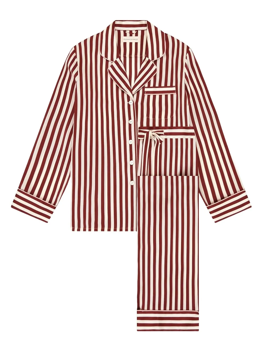 Olivia von Halle Lila Striped Silk Pajama Set