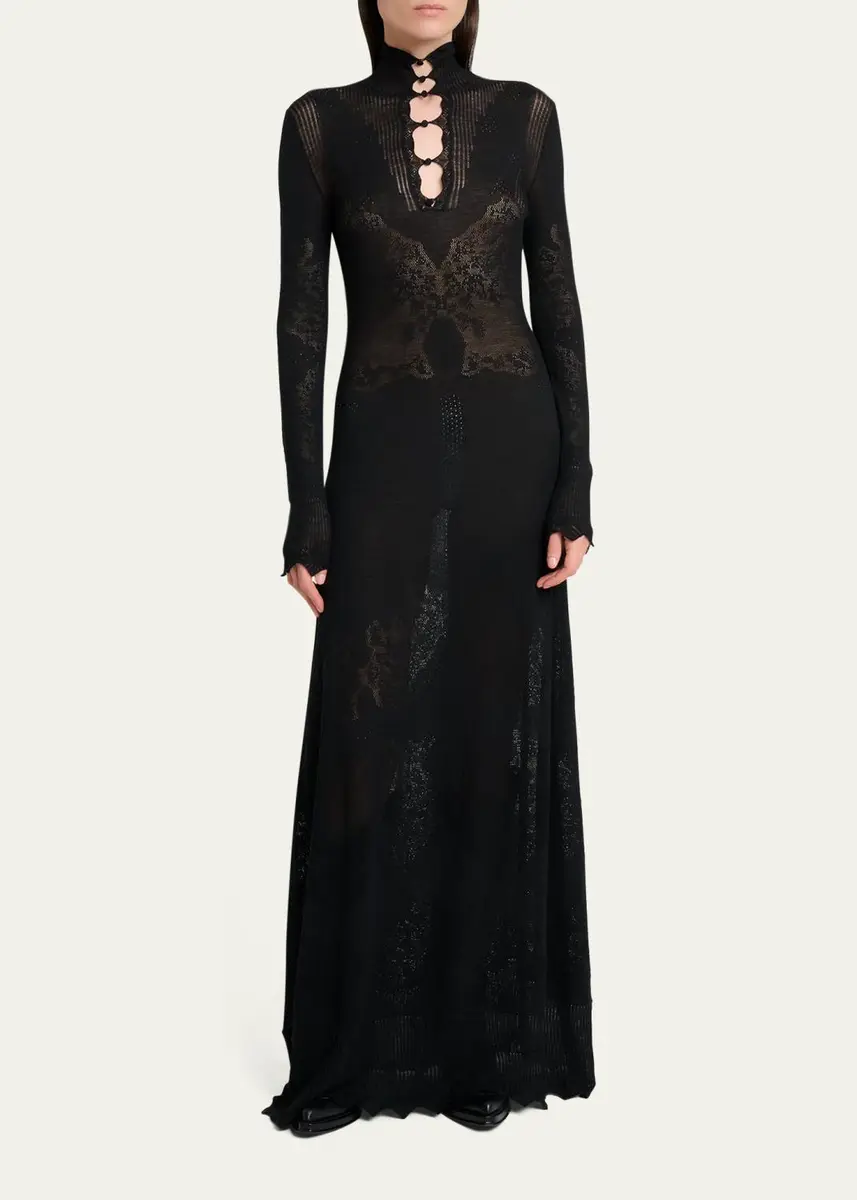 Gabriela Hearst Solace Wool Lace Knit Long-Sleeve Maxi Dress | Thumbnail 2 Gabriela Hearst Solace Wool Lace Knit Long-Sleeve Maxi Dress | Thumbnail 2
