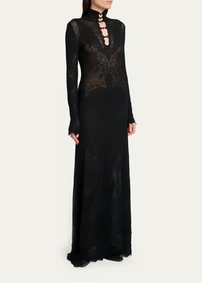 Gabriela Hearst Solace Wool Lace Knit Long-Sleeve Maxi Dress | Thumbnail 4 Gabriela Hearst Solace Wool Lace Knit Long-Sleeve Maxi Dress | Thumbnail 4