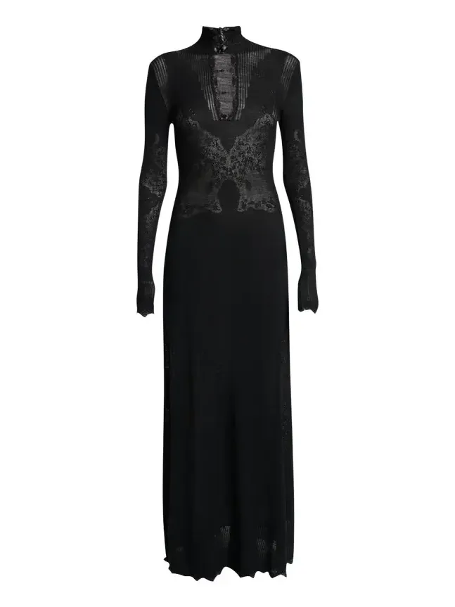 Solace Wool Lace Knit Long-Sleeve Maxi Dress