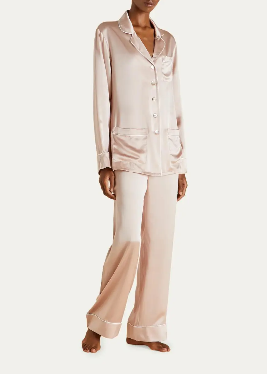 Olivia von Halle Coco Straight-Leg Silk Satin Pajama Set | Thumbnail 2 Olivia von Halle Coco Straight-Leg Silk Satin Pajama Set | Thumbnail 2