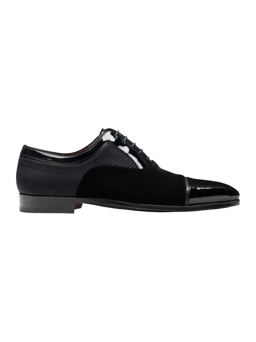 Magnanni Men's Obsidian Suede & Patent Leather Cap-Toe Oxfords
